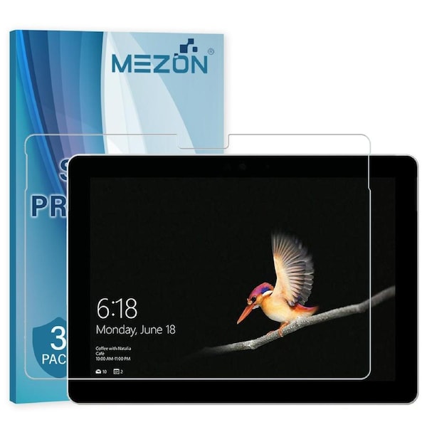 [3 Pack] Microsoft Surface Go (10") Ultra Clear Film Screen Protector by MEZON – Case and Surface Pen Friendly, Shock Absorption