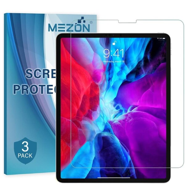 [3 Pack] Apple iPad Pro 12.9" 2020 Ultra Clear Film Screen Protector by MEZON – Face ID Compatible, Case and Pencil Friendly (iPad Pro 12.9", Clear)