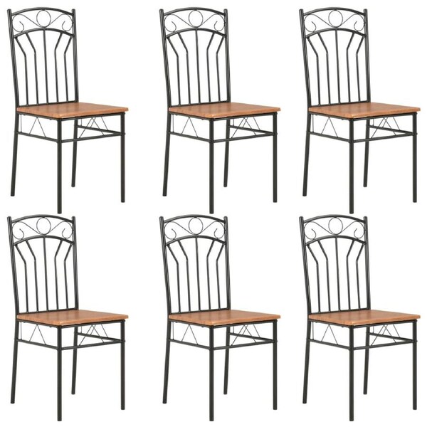 Dining Chairs 6 pcs Brown MDF vidaXL