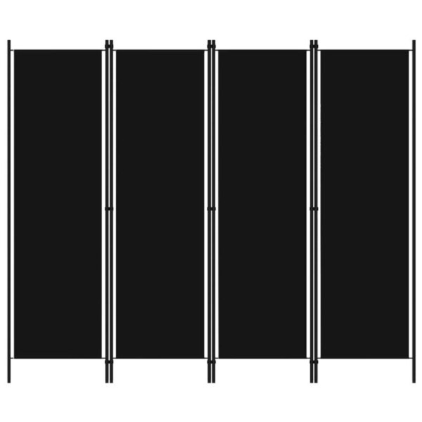 4-Panel Room Divider Black 200x180 cm vidaXL
