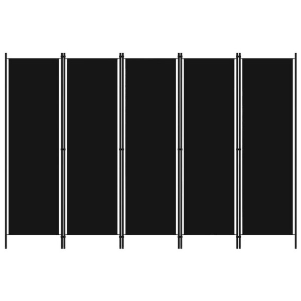 5-Panel Room Divider Black 250x180 cm vidaXL