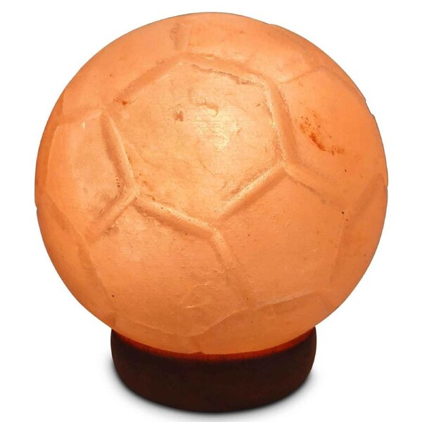 12V 12W Soccer Himalayan Pink Salt Lamp Carved Ball Rock Crystal Light Bulb On/Off