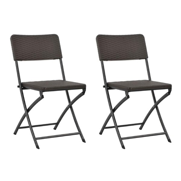 Folding Garden Chairs 2 pcs HDPE and Steel Brown vidaXL