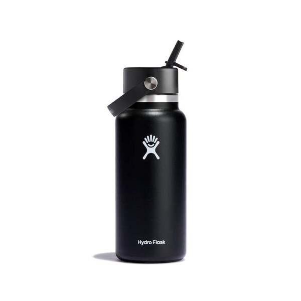 Hydro Flask Hydration Bottle Wide Mouth With Flex Straw Cap 32oz/946ml - Black