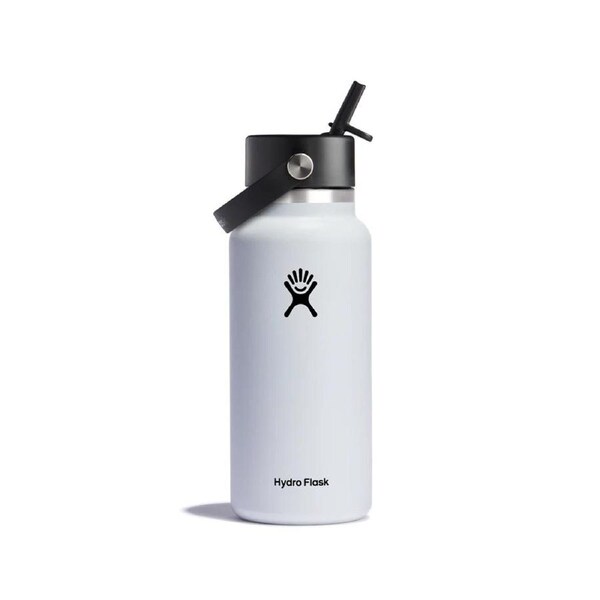 Hydro Flask Hydration Bottle Wide Mouth With Flex Straw Cap 32oz/946ml - White