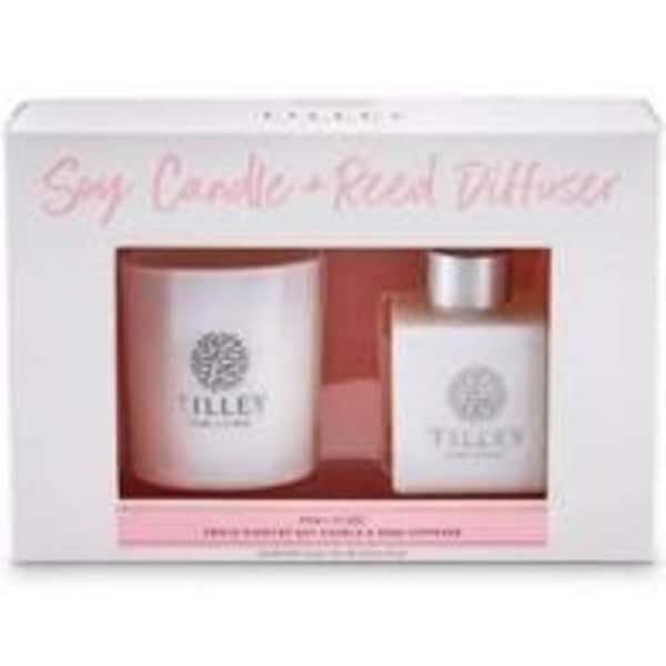 Tilley Classic White - Gift Set Diff & Candle - Pink Lychee