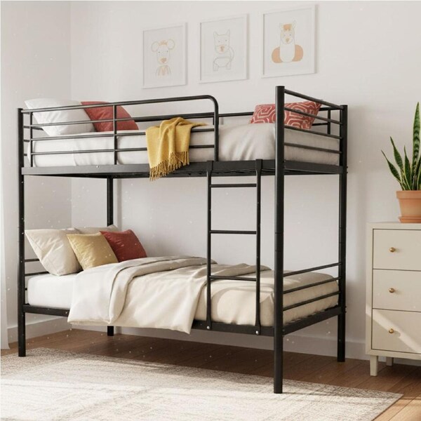 City Single Metal Bunk Bed Frame Black