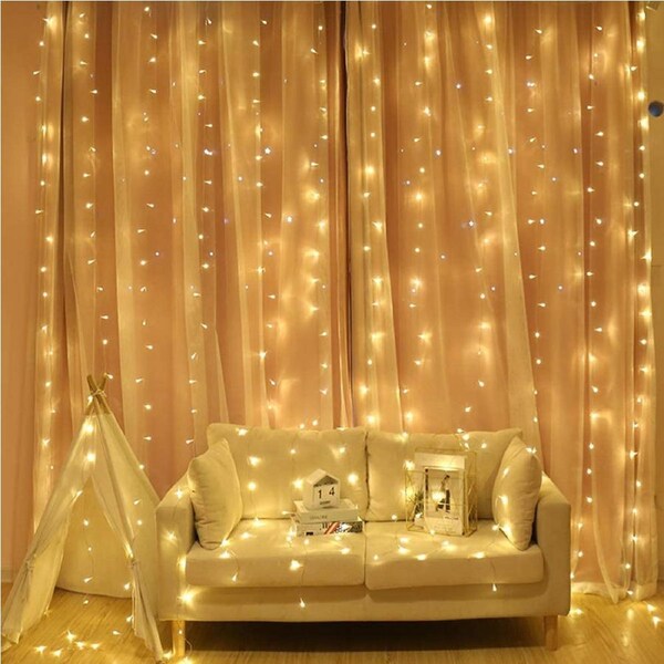 Fairy Curtain Lights, 300 LED Window Curtain String Light Wedding Party Home Garden Bedroom Outdoor Indoor Wall Decorations