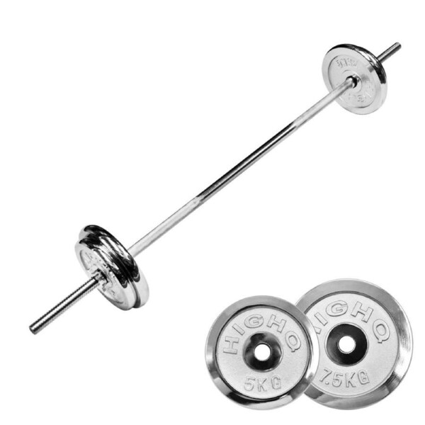 33kg Weight Set - 28mm Dia 180cm Barbell Bar + Pro Grade Chrome Weight Plates