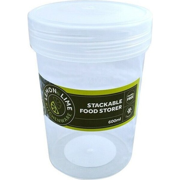 6 x 600ml Screw Top Stack-able Plastic Food Storage Container Box Tubs Lid BPA Free