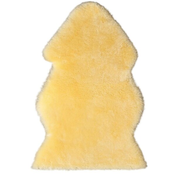 Natural Sheepskin rug Lambskin Shorn Baby Rug Camping underlay YELLOW