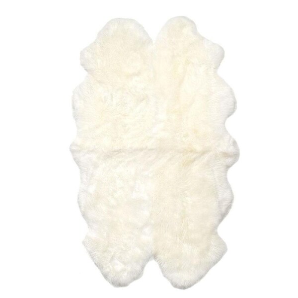 Large Genuine Sheepskin Rug - Soft, Thick Wool, Off-White Color, 2x4 Ft Size