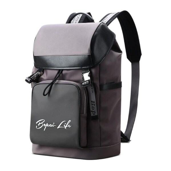 BOPAI Fashion Style Waterproof Microfibre Outdoor Sporty Backpack Easy Daypack with USB Charging 15.6" Smart Laptop Backpack B1718 Grey