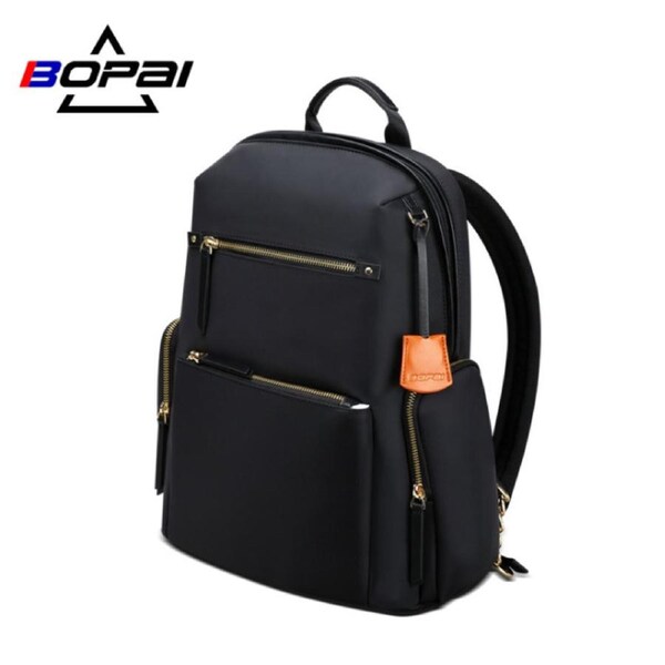 BOPAI Luxury Style waterproof Leather & Microfibre Women's Business Backpack and Easy Daypack 14" Laptop Backpack B0121