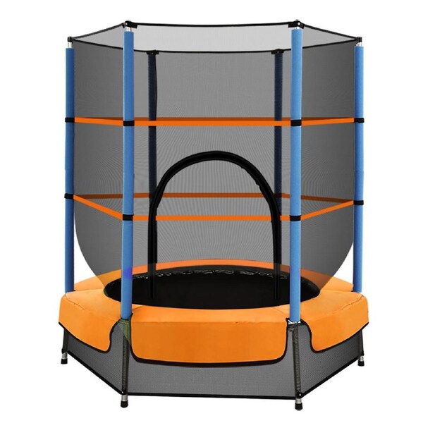 Everfit 4.5FT Trampoline for Kids w/ Enclosure Safety Net Rebounder Gift Orange