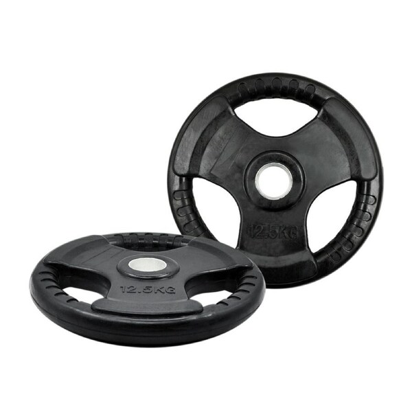 12.5kg x 2 - Olympic Rubber Coated Cast Iron Weight Plate - Commercial Grade