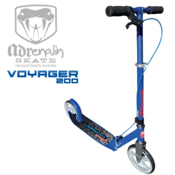 Adrenalin Voyager Kids & Adult Push Scooter with Hand Brake - Blue