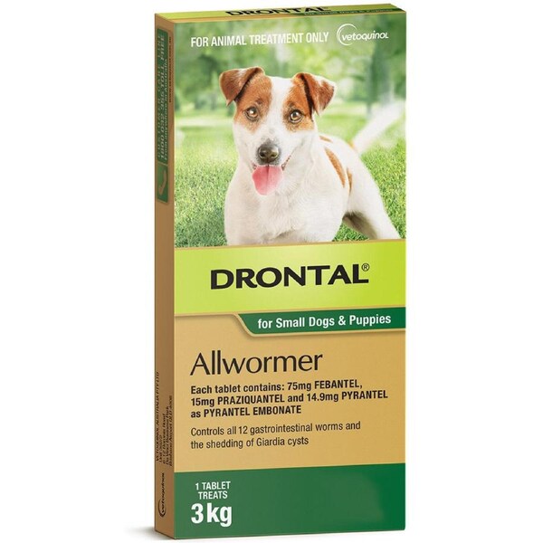 Drontal Chewable Allwormer for Puppies & Small Dogs 3kg 50 Pack