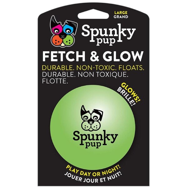 Spunky Pup Fetch & Glow Durable Dog Toy Ball Large 9cm