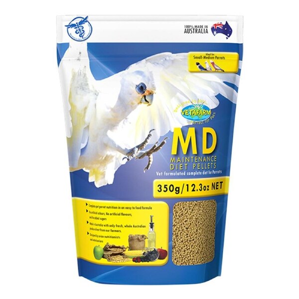 Vetafarm MD Maintenance Diet Pellets Pet Parrot Bird Food 350g