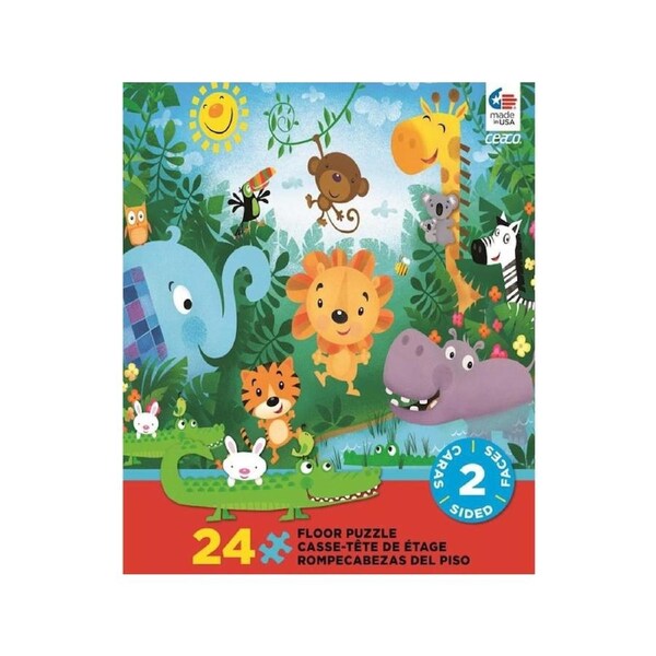 Ceako Thomas Kinkade Jungle Animals 2 Sided Puzzle 24 Pieces