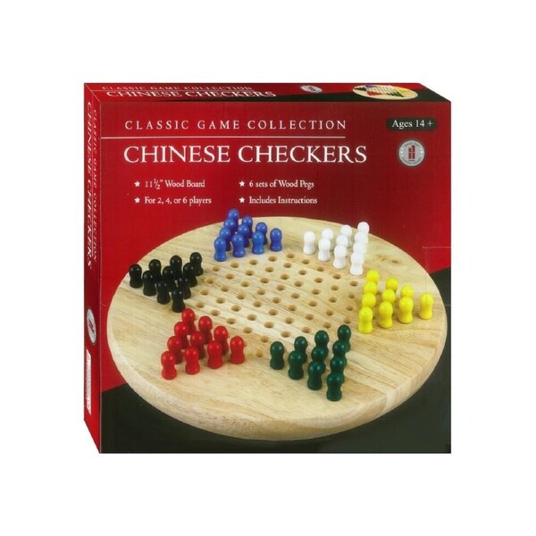 Chinese Checkers,Wood with Coloured Pegs