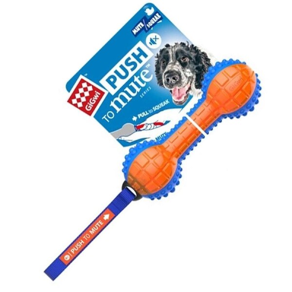 Gigwi Dog Push To Mute Transparent Squeak Toy Regular Ball Blue Orange