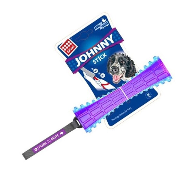 Gigwi Dog Push To Mute Transparent Squeak Toy Stick Purple Blue