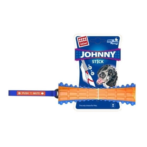 Gigwi Dog Push To Mute Transparent Squeak Toy Stick Blue Orange