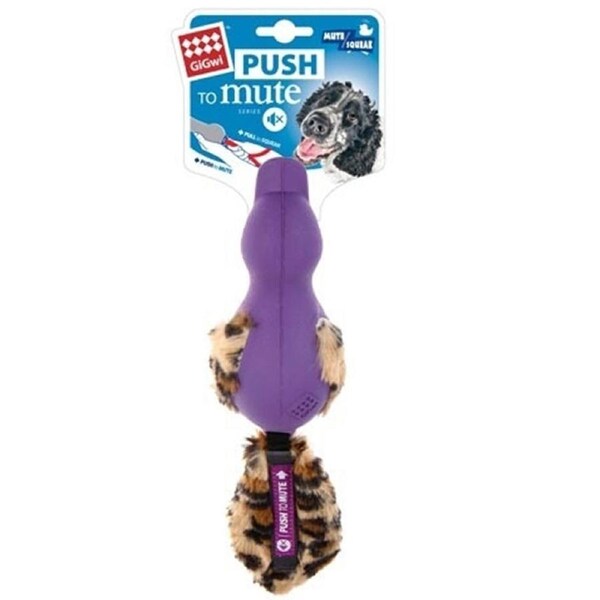 Gigwi Push to Mute Dog Toy Duck with Plush Tail Purple