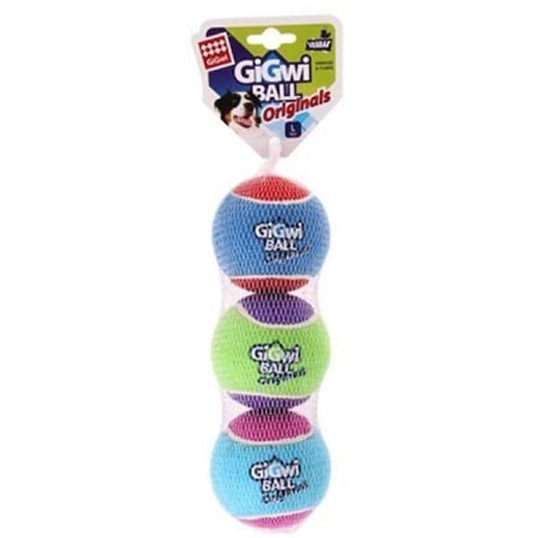 Gigwi Ball Originals Dog Toy Tennis Ball Large 3 Pack