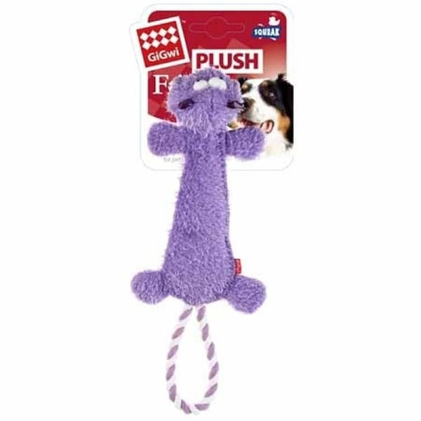 Gigwi Plush Friendz Dog Toy Durable Hippo With Squeaker