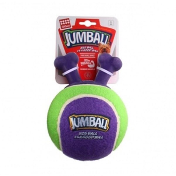 Gigwi Jumpball Rubber Handle Tennis Ball Dog Toy Green Purple