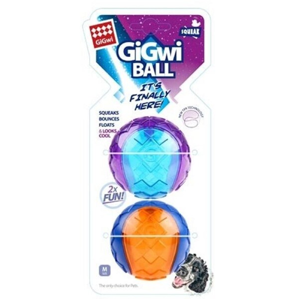Gigwi Transparent Dog Squeaker Ball Toy Medium 2 Pack