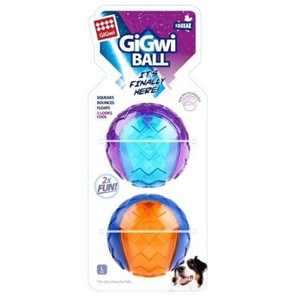 Gigwi Transparent Dog Squeaker Ball Toy Large 2 Pack