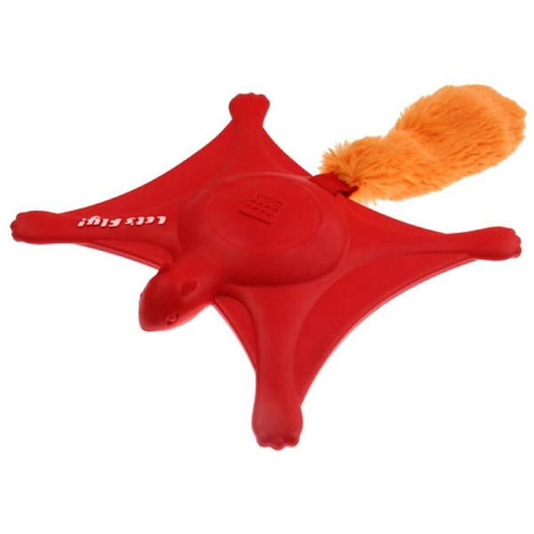Gigwi Lets Fly Squirrel Squeaker Dog Toy Plush Red