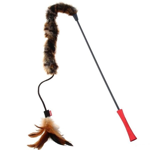 Gigwi Feather Teaser Cat Wand with Feather and Plush Tail Toy