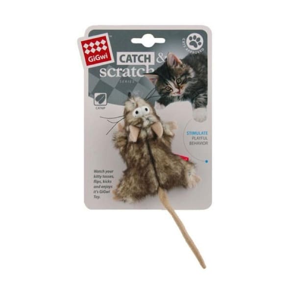 Gigwi Catch Series Scratch Mouse With Catnip Cat Toy