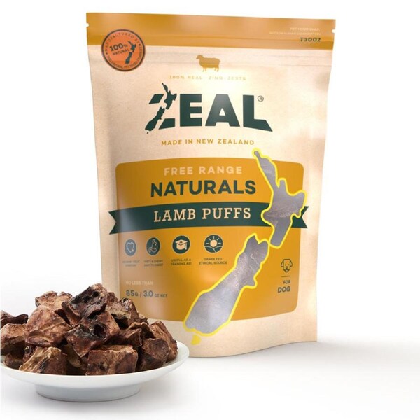 Zeal Free Range Naturals Lamb Puffs Dog Cat Treat 85g
