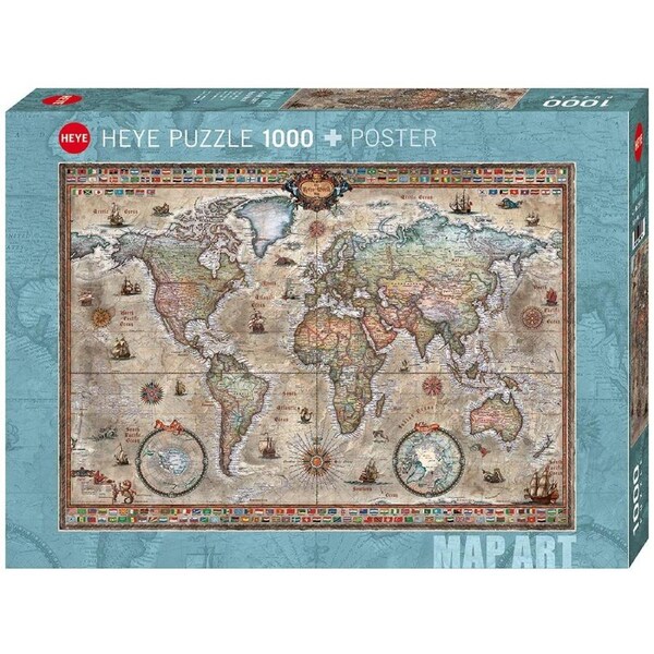 Heye Map Art Retro World Puzzle 1000pcs Board Game Toys