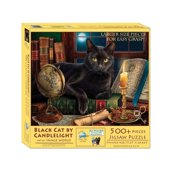 Sunsout Black Cat By Candlelight Jigsaw Puzzle 500pc XL Board Game