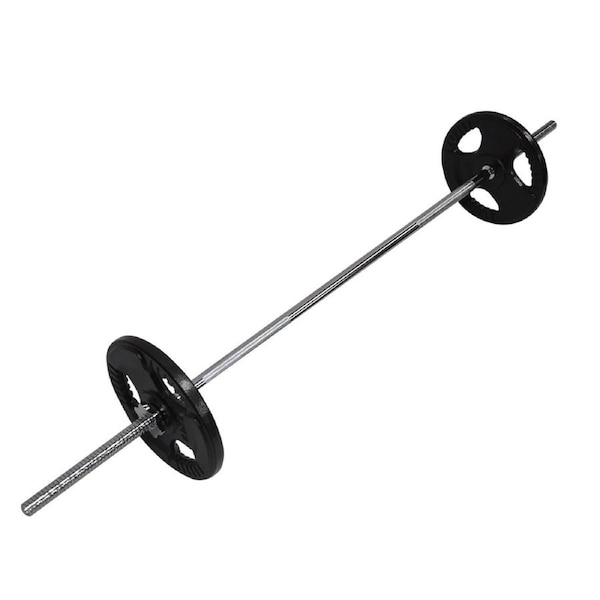 20kg Ez Grip Cast Iron Barbell Weight Set - 150cm Bar + 15kg Iron Weight Plates