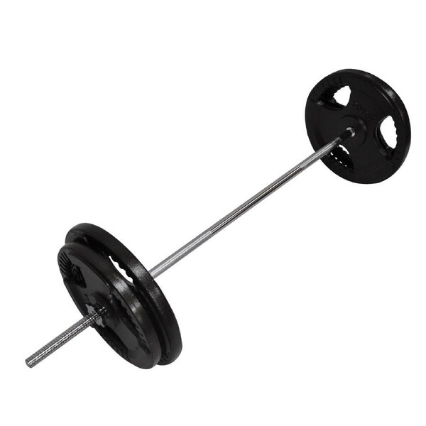 75kg Ez Grip Cast Iron Barbell Weight Set - 150cm Bar + 70kg Iron Weight Plates