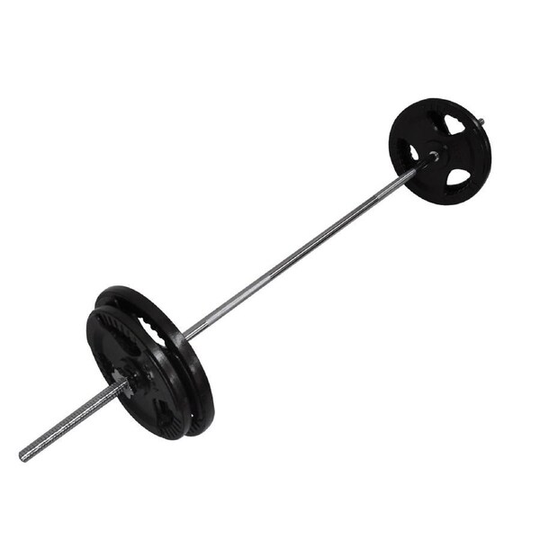 58kg Ez Grip Cast Iron Barbell Weight Set - 180cm Bar + 50kg Iron Weight Plates