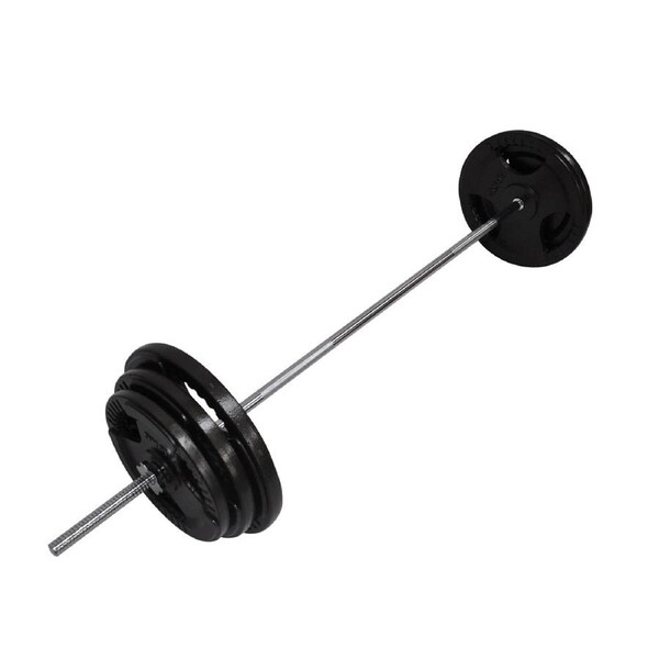 98kg Ez Grip Cast Iron Barbell Weight Set - 180cm Bar + 90kg Iron Weight Plates