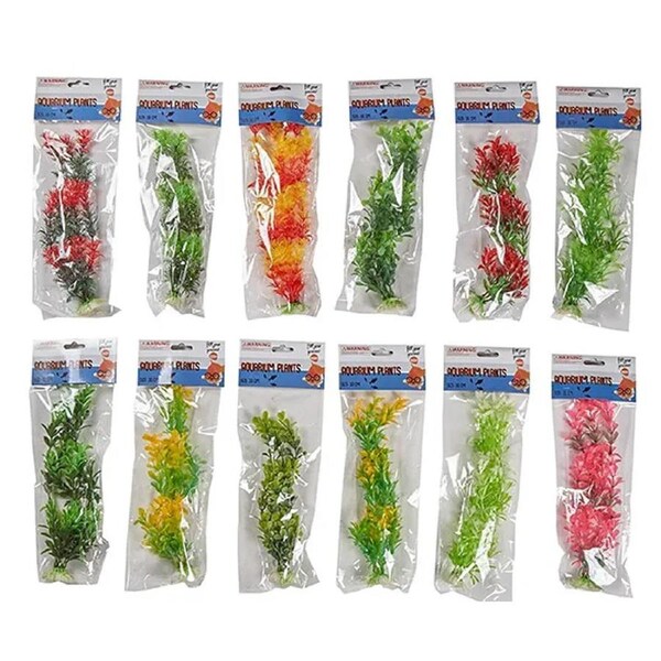 12x Long Artificial Aquarium Plants 30CM Fish Tank Plastic Fake Grass Decoration