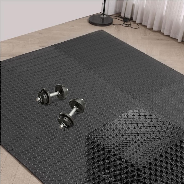 Centra 12Pcs EVA Foam Exercise Mats Interlocking Non-Slip Gym Flooring Tiles for Fitness & Kids, 60x60cm