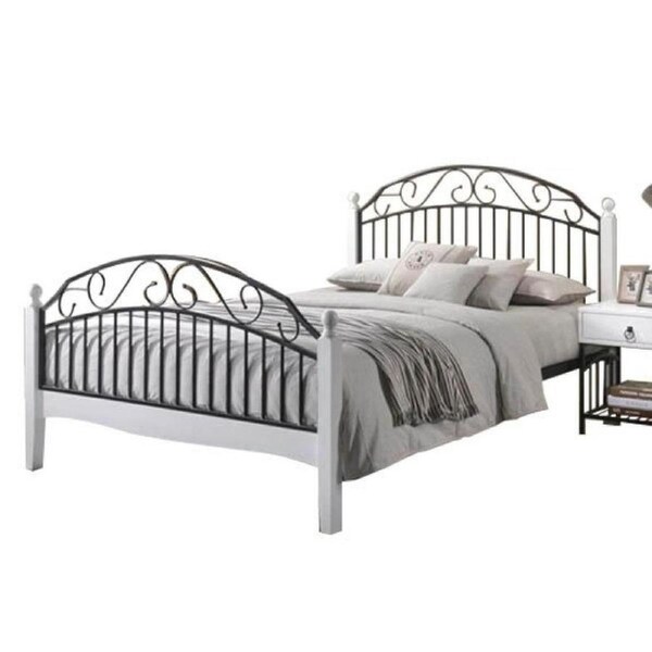 Ashley Queen Size Bed Frame - Black Metal Frame - White