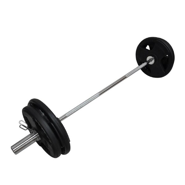 Total 59kg - 150cm Olympic Barbell Bar Weight Set - Rubber Coated Weight Plate