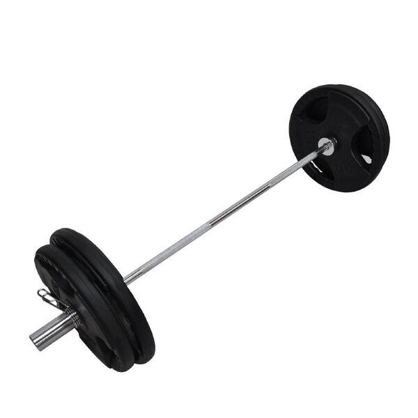 Total 99kg - 150cm Olympic Barbell Bar Weight Set - Rubber Coated Weight Plate